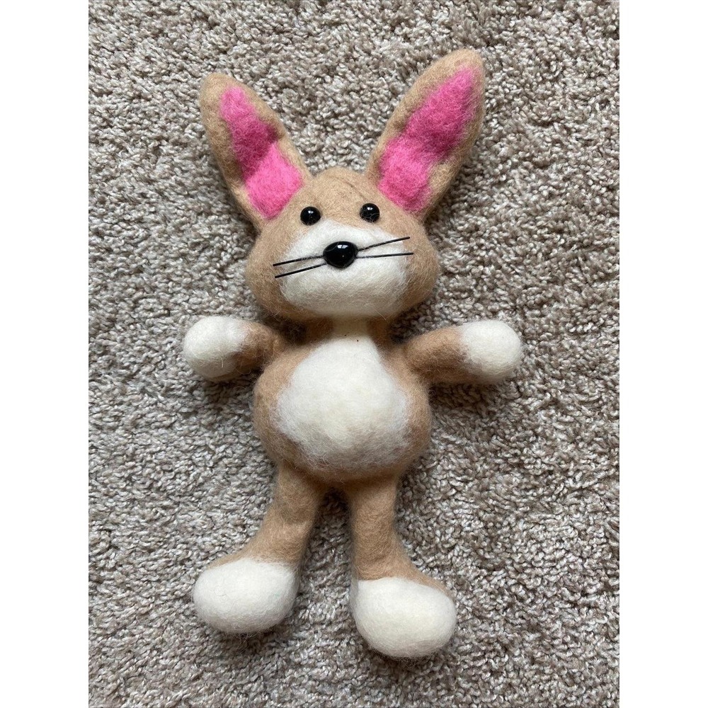 Fuzzy Felted Bunny Rabbit 10" Plush Stuffed Animal Easter Toy SKU27